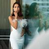 Transfronterizo Nuevo Vestido Tubo Top de Plumas para Mujer Europea y Americana Hot Girl Cadera Elegante para Ir al Trabajo Vestido Ajustado