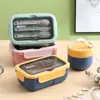 Lonchera que se puede usar en el microondas, Lonchera portátil para oficinistas y estudiantes, Cubiertos, Cuchara, Caja de almacenamiento de alimentos, Juego de grado alimenticio