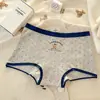 Cueca Boxer British Bear Girls Algodão Puro Roupa Íntima Feminina Cintura Média Algodão 10A Antibacteriana Gancho Estendido Algodão Classe A Feminino