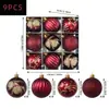 Bolas de Natal Transfronteiriças, Conjunto de 9 Peças, Bolas Decorativas de Plástico Galvanizado, Acabamento Espelhado e Acabamento Fosco, Enfeites para Árvore de Natal, Conjunto Embalado, Atacado