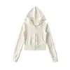 Chaqueta Nueva Estilo Primavera y Verano 2026, Ceñidor de Cintura, Cierre de Cremallera Ajustado, Sudadera con Capucha Corta Sexy de Seda Helada para Fitness Yoga