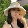 Sombrero de Sol Plegable Versátil, Sombrero de Protección Solar de Estilo Nuevo, Sombrero de Paja con Cuentas de Madera Coloridas Estilo Hyuna, Sombrero de Pescador para Mujer, Sombrero de Playa de Verano