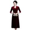 Vestido para Nova Mãe Outono 2022 Vestido de Veludo Dourado Vestido para Mulheres de Meia-idade e Idosas Vestido Feliz para Sogra Vestido de Casamento Vestido Jovem