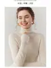 Suéter Fino de Lana para Mujer Cuello Alto Delgado Delgado Invierno Color Sólido Tejido Interior Manga Larga Camisa Base de Lana