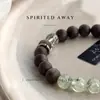 Pulsera de Piedra Uva Verde Natural y Madera de Águila, Pulsera de Cristal Versátil Estilo Fresco y Vintage, Regalo para Novia