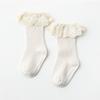 Calcetines nuevos de otoño e invierno para niños, sin hueso, de doble aguja, con encaje, para niñas, medias altas para bebés