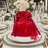 Bolsa de satén para dulces de boda con bolsillo para regalo a mano bolsillo con cordón de satén para regalo a mano bolsa de satén para dulces