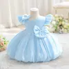 2026 Novo Modelo Vestido Princesa Doce Bufante com Cetim Brilhante, Saia em Botão, Laço e Pequenas Mangas Volumosas, Em Estoque