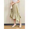 Saia de Cor Sólida Nova para Mulheres Verão 2026, Elegante e Casual, Caimento Solto, Design Emagrecedor, Saia Plissada Casual Única