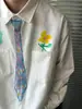 Estilo Neutro Usando Design Criativo Sensação Tie Pintado à Mão Camisa Branca Masculina 2025 Primavera Estilo Universitário Camisa
