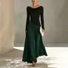 Ropa de mujer transfronteriza europea y americana 2026, vestido largo de color block para el día a día y negocios, elegante vestido de manga larga de estilo lady
