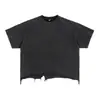 Camiseta Masculina Yitai Boxy de Manga Curta Algodão Puro Estilo Streetwear Vintage Camiseta Desgastada Manga Curta Masculina 240g Roupa Masculina Lisa