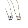Collar de Cadena para Clavícula para Mujer, Moda Japonesa y Coreana en Vivo, Diamante Individual de Cuatro Garras, Acero de Titanio con Diamante Brillante de Lujo Ligero, Color 18k Sin Desgaste