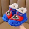 Pantuflas de algodón para niños, de suela suave, forradas de felpa, engrosadas para abrigar, piel sintética PU, impermeables, diseño de dibujos animados, unisex, para bebés