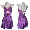 Lencería Sexy Estilo Nuevo Camisola Morada Floral Cuello en V Profundo Bata de Noche Lazo de Encaje en la Cintura Espalda Ampliamente Abierta Pura Deseo Ropa de Dormir para Mujeres