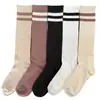 Calcetines de Dos Rayas hasta la Rodilla para Mujer Estilo Otoño e Invierno, Calcetines Largos de Compresión Calentadores Adelgazantes, Calcetines Holgados Estilo Universitario