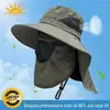 Chapéu de Sol de Proteção UV de Verão para Pesca Masculina, Chapéu de Proteção Solar com Protetor Facial Removível, Chapéu de Pescador Atacado, Aba Larga