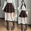 Outono/Inverno 2026 Novo Estilo Casual Estilo Ballet Suede Veludo Doce Bolo Saia Saia Evasê Curta Plissada Fofa Feminina
