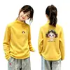 2026 Outono/Inverno Nova Camiseta de Manga Longa para Meninas Camada Base Lã Alemã Infantil Estilosa Quente Crianças Médias e Grandes Top Versátil
