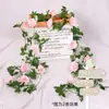 Videira de rosa artificial decorativa de rattan plástico flor artificial para enrolar interna 10 promoções de atacado