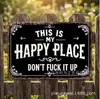 Amazon TEMU transfronteiriço mais vendido slogan placa de lata Lugar Feliz jardim pátio sinal decorativo de metal