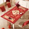 Mantel Individual Rojo de Año Nuevo, Impermeable y a Prueba de Aceite, Mantel sin Lavado, Mantel para Mesa de Café con Ambiente Festivo, Mantel Protector de Mesa Anti-Escaldaduras