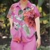 Amazon Primavera y Verano talla extra Chica rellenita holgada Elegante Casual Estilista Camisa estampada de manga corta que reduce la edad Lel