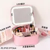 Bolsa de Maquillaje con Luz, Gran Capacidad, Compartimentos Divididos, Almacenamiento Portátil, con Espejo, Estuche de Viaje para Maquillador Profesional, Caja de Maquillaje