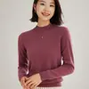 Outono e Inverno Nova Malha de Lã Feminina Gola Alta Meia Versátil Camisa Base de Caxemira Macia Cera Malha de Caxemira Próxima ao Corpo