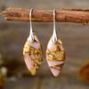 Nuevos pendientes colgantes de hojas de piedra natural bohemios europeos y americanos de moda, joyería retro de estación independiente transfronteriza.