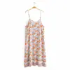 En Stock Estilo Europeo y Americano Primavera Nueva para Mujer Venta al por Mayor Rayón Estampado Tirantes Finos Vestido Falda Corta 110