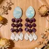 Brincos de Tarraxa Roxo Romântico da Idade Média Femininos Brincos Geométricos de Alta Qualidade 2025 Novos Brincos Elegantes com Flor Francesa para Mulheres