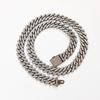 Collar de cadena cubana con diamantes pequeños y cadena negra de 12 mm con diseño de hip hop para mujeres europeas y americanas. Fabricantes.