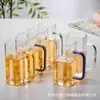 Taza de Vidrio de Borosilicato Alto para Té Verde y Té Negro, Engrosada para Bebidas Frías, Adecuada para Uso en Oficina y Hogar, Forma Cuadrada con Asa, Resistente al Calor y al Frío