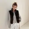 Chaleco Chaqueta de Cuello Alto Estilo Coreano para Mujer Otoño Tallas Grandes Chicas Gorditas Ropa Exterior Corta Chaleco Grueso sin Mangas Chaqueta de Algodón