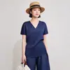 Top plisado de manga corta estilo japonés para mujer, camisa de verano con cuello en V para usar en capas, elegante, corte holgado, adelgazante, camiseta plisada, versátil para ir al trabajo