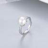 Novo anel de pérola de prata 925 transfronteiriço ajustável simples anel de flor de zircônia micro-cravada DIY fabricantes de suporte vazio