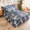Saia de Cama Dupla Renda Transfronteiriça Conjunto de Três Peças Cobertura de Cama Espessa Antiderrapante Saia de Cama Cobertura de Cama de Peça Única Saia de Cama Atacado