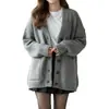 2026 ebay roupas femininas primavera e outono estilo universitário cardigã de tricô solto de abotoamento simples estilo preguiçoso retrô suéter cardigã moderno