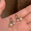 Estilo Suave~ Elegantes Pendientes de Perla Moca Mousse, Pequeños Pendientes de Clip de Perla Cereza, Pendientes de Gama Alta de Lujo Ligero