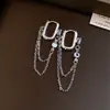 Brincos de corrente com franja oval de zircônia com design moderno, únicos e requintados, brincos versáteis para atacado