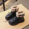 Botas Martin para Niñas Invierno Nuevo Estilo Moño Dulce Versátil Más Terciopelo Cálido Botas de Piel Suela Suave Antideslizante Botas Cortas para Niños