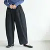 Pantalones cortos casuales lisos de estilo japonés y coreano transfronterizos para mujer, pantalones harén de moda vintage de otoño, pantalones de pierna ancha de ajuste holgado talla grande
