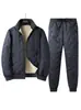 Conjunto de Chaqueta de Algodón con Relleno de Plumas y Pantalones Gruesos de Invierno para Hombre, para Personas de Mediana Edad y Mayores