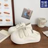 Nuevos Mocasines de Verano Gruesos y Chic con Velcro, Tenis de Punta Ancha, Zapatos Blancos de Dos Vías sin Cordones para Mujer, Lindos y Originales
