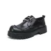 Mocassins sem cadarço transfronteiriços, sapatos formais de sola grossa, sapatos Derby pretos masculinos retrô, sapatos casuais de sola grossa