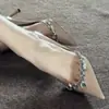 Tacones altos color nude para mujer, nueva colección primavera/otoño 2024, punta fina, diseño de flor con pedrería, elegantes y sexys, cómodos para usar todo el día, adecuados para fiestas y ocasiones formales