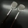Espátula Pequena com Cabo de Madeira para Uso na Cozinha, Espátula Pequena para Panelas Domésticas, Aço Inoxidável, Resistente a Altas Temperaturas, Conjunto de Cozinha Anti-Queimaduras Atacado