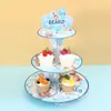 Conjunto de Louça para Festa de Aniversário Urso Azul Tema Urso de Desenho Animado Balões Festa de Aniversário Infantil Pratos e Copos de Papel Decoração