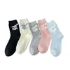 Calcetines de Algodón Absorbentes de Sudor para Mujer Primavera y Verano, Calcetines de Media Pantorrilla con Lazo Estilo Coreano, Calcetines Holgados Dulces con Dibujos de Cachorros